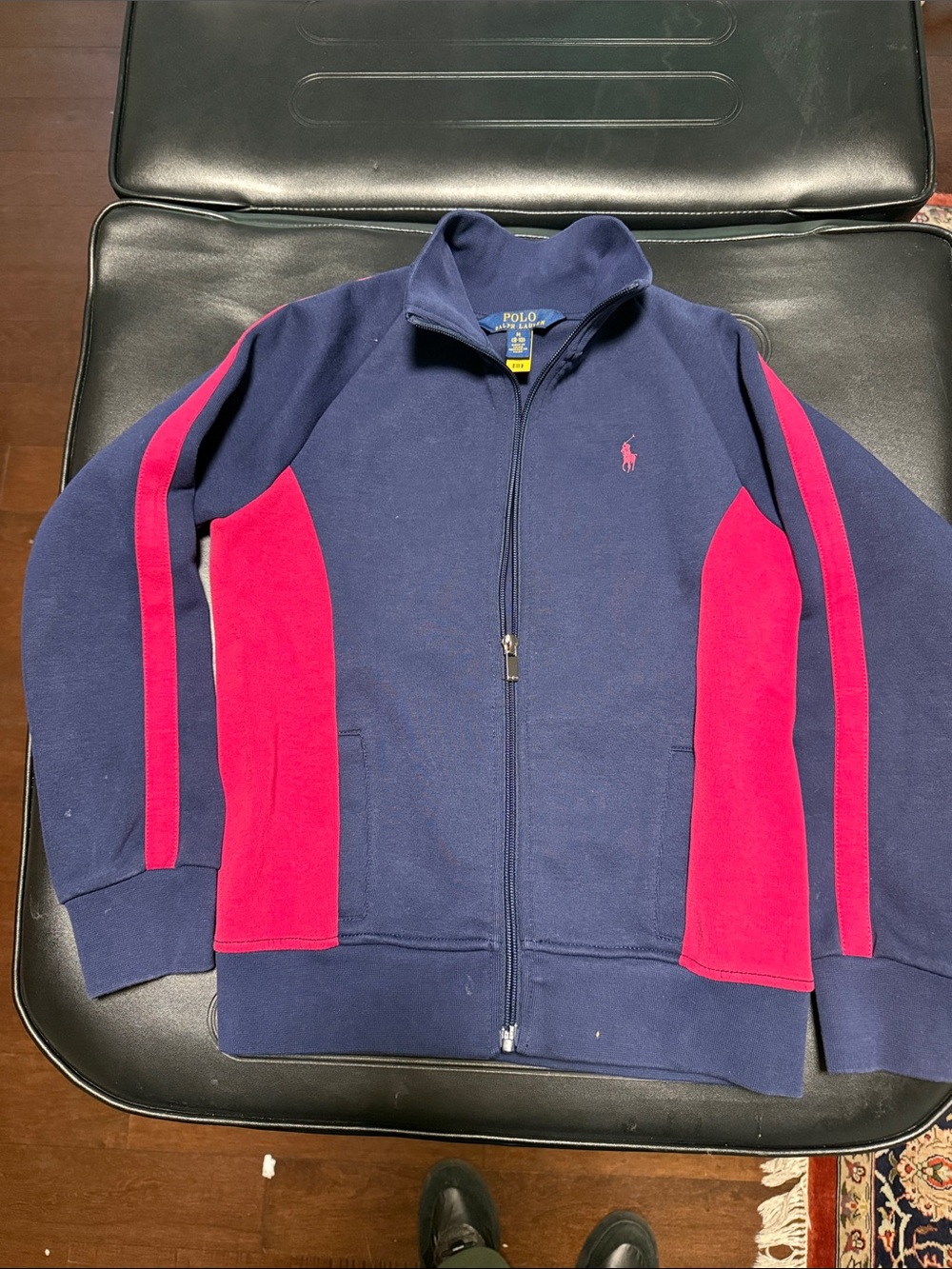 Polo by Ralph Lauren Navy & Pink Full-Zip Kids Track Jacket